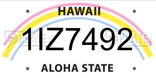 1IZ7492 Hawaii License Plate