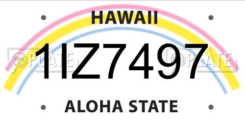 1IZ7497 Hawaii License Plate
