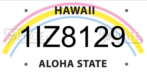 1IZ8129 Hawaii License Plate