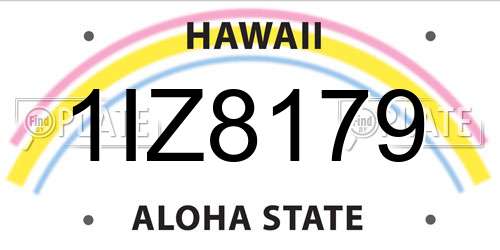 1IZ8179 Hawaii License Plate