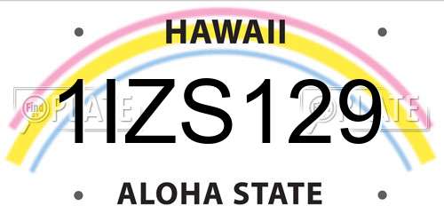 1IZS129 Hawaii License Plate