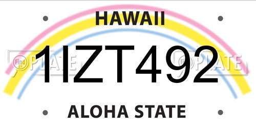 1IZT492 Hawaii License Plate