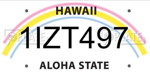 1IZT497 Hawaii License Plate