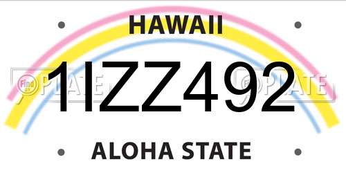 1IZZ492 Hawaii License Plate