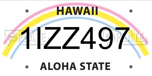 1IZZ497 Hawaii License Plate