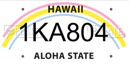 1KA804 Hawaii License Plate