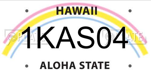 1KAS04 Hawaii License Plate