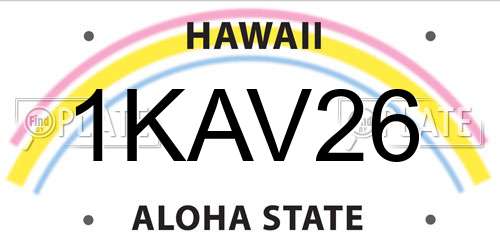 1KAV26 Hawaii License Plate