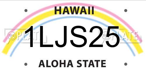 1LJS25 Hawaii License Plate