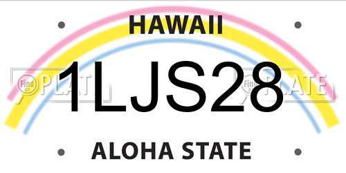 1LJS28 Hawaii License Plate