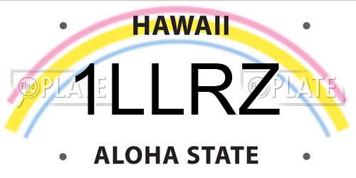 1LLRZ Hawaii License Plate