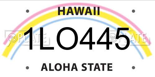 1LO445 Hawaii License Plate
