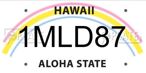 1MLD87 Hawaii License Plate