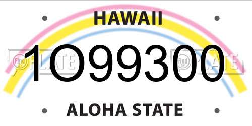 1O99300 Hawaii License Plate