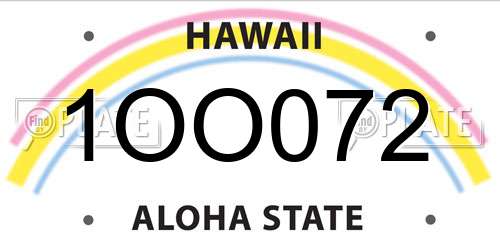 1OO072 Hawaii License Plate
