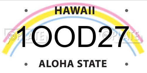 1OOD27 Hawaii License Plate