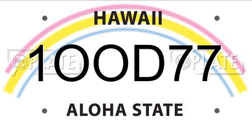 1OOD77 Hawaii License Plate