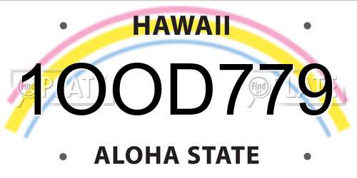 1OOD779 Hawaii License Plate