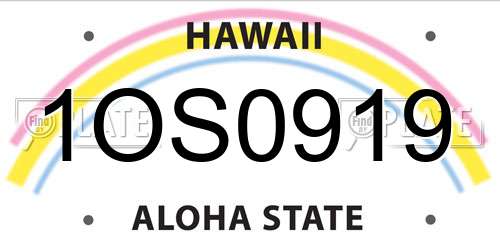 1OS0919 Hawaii License Plate