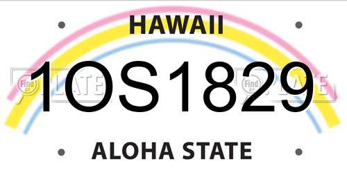 1OS1829 Hawaii License Plate