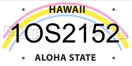 1OS2152 Hawaii License Plate