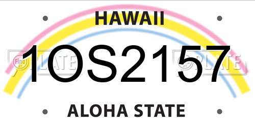 1OS2157 Hawaii License Plate