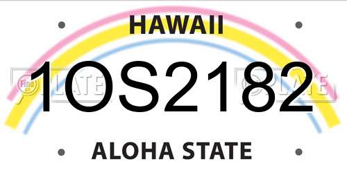 1OS2182 Hawaii License Plate