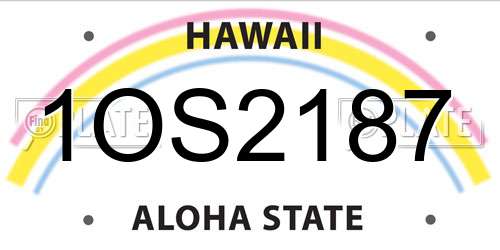 1OS2187 Hawaii License Plate