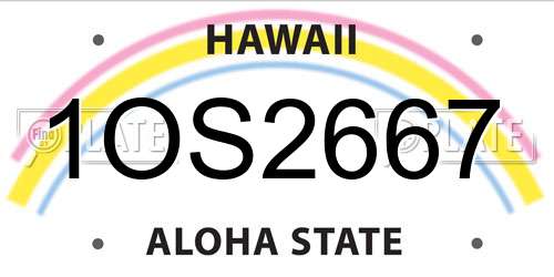 1OS2667 Hawaii License Plate