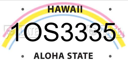 1OS3335 Hawaii License Plate