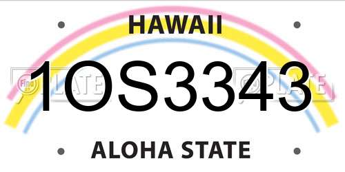 1OS3343 Hawaii License Plate