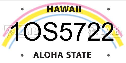 1OS5722 Hawaii License Plate