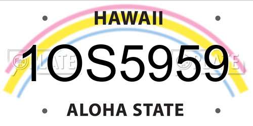 1OS5959 Hawaii License Plate