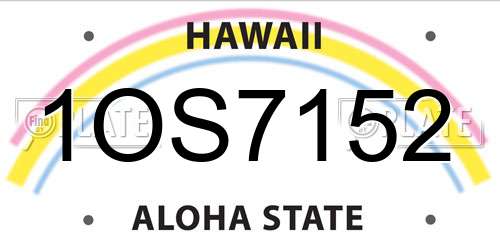 1OS7152 Hawaii License Plate