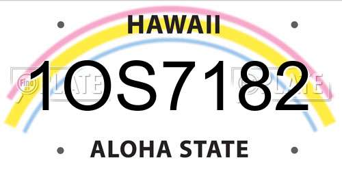 1OS7182 Hawaii License Plate