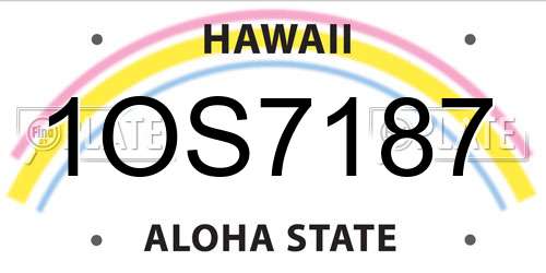 1OS7187 Hawaii License Plate