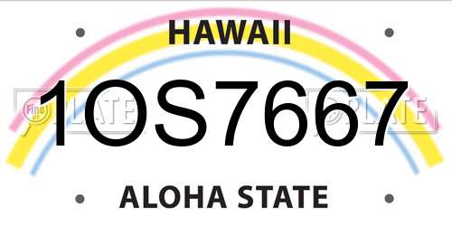 1OS7667 Hawaii License Plate
