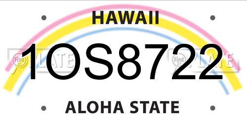 1OS8722 Hawaii License Plate