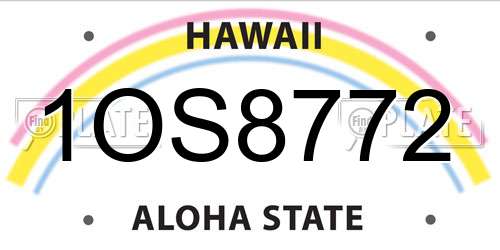 1OS8772 Hawaii License Plate