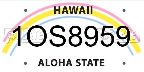 1OS8959 Hawaii License Plate