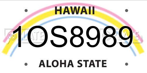 1OS8989 Hawaii License Plate