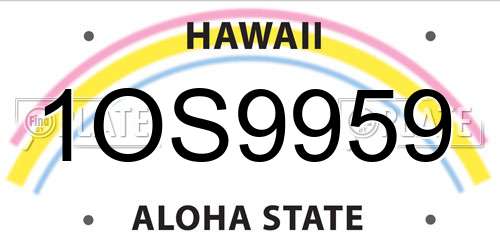 1OS9959 Hawaii License Plate