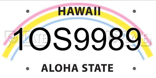 1OS9989 Hawaii License Plate