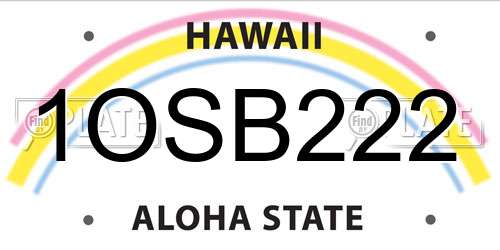 1OSB222 Hawaii License Plate