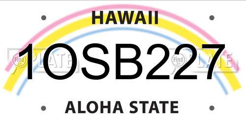 1OSB227 Hawaii License Plate