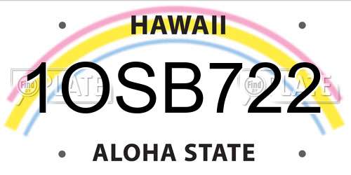 1OSB722 Hawaii License Plate