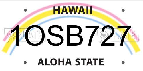 1OSB727 Hawaii License Plate