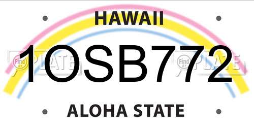1OSB772 Hawaii License Plate