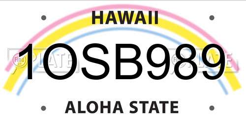 1OSB989 Hawaii License Plate