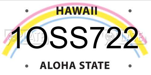 1OSS722 Hawaii License Plate